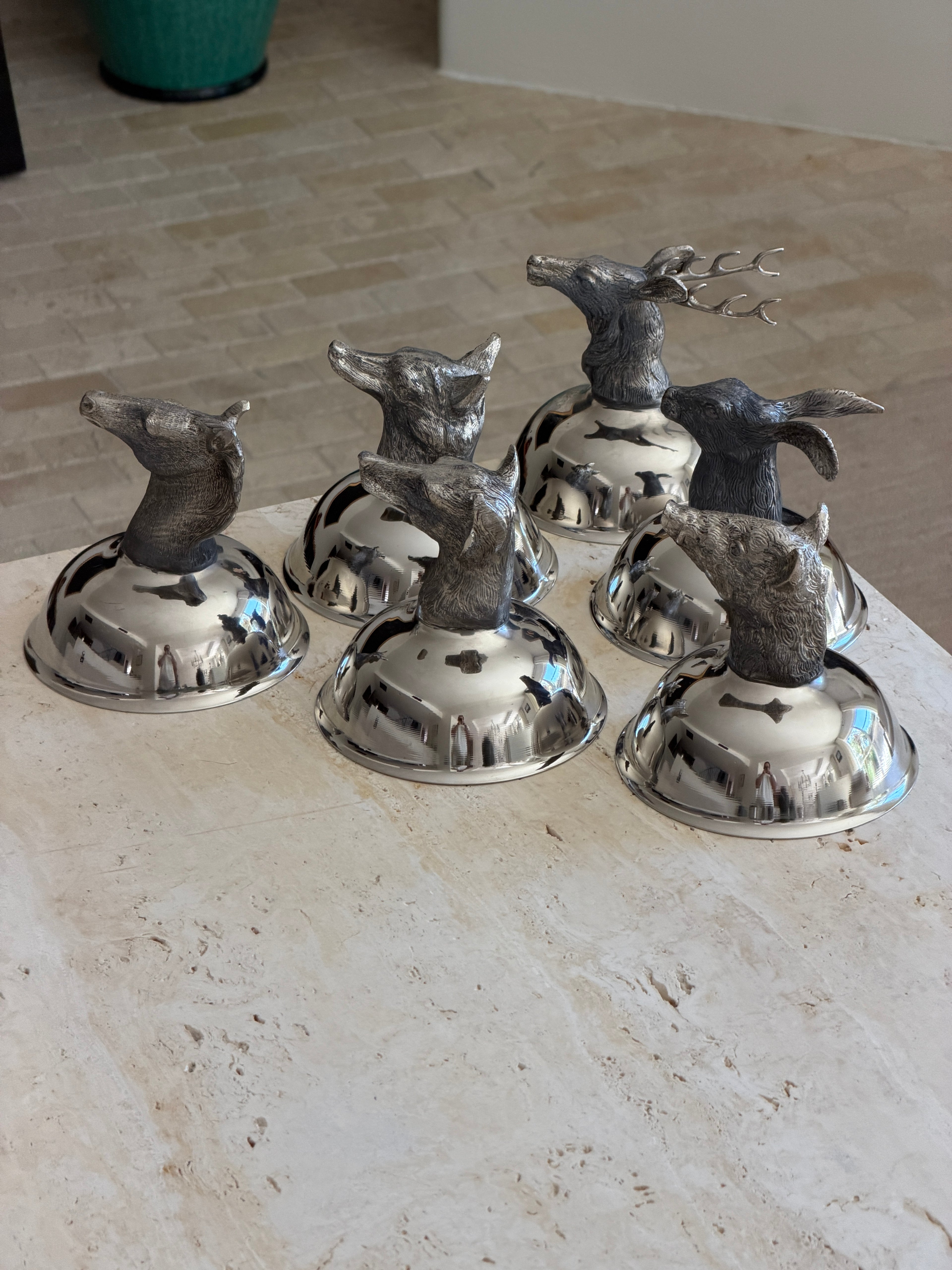Italian Animal Head Stirrup Coupes - Set of 6