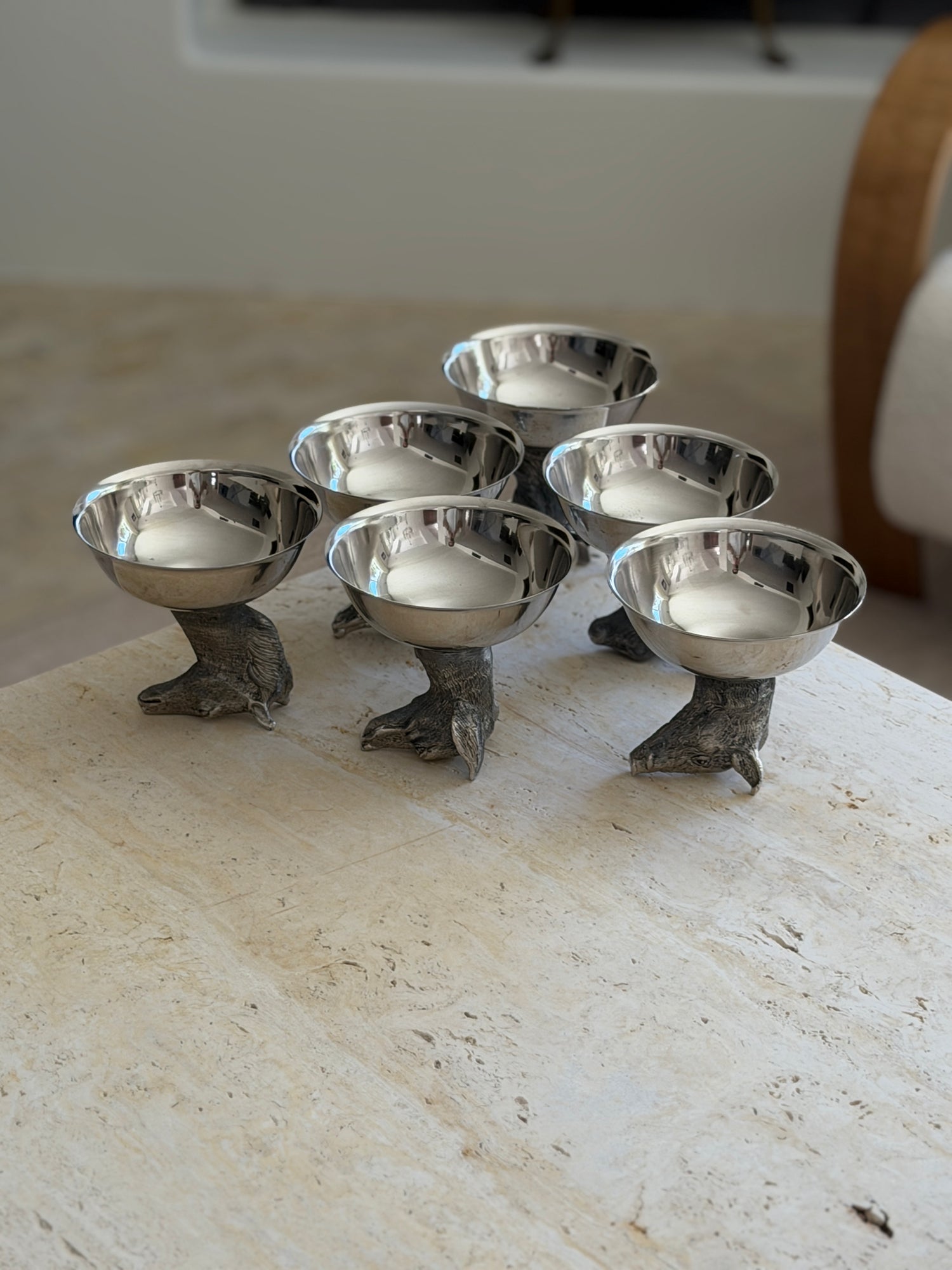 Italian Animal Head Stirrup Coupes - Set of 6