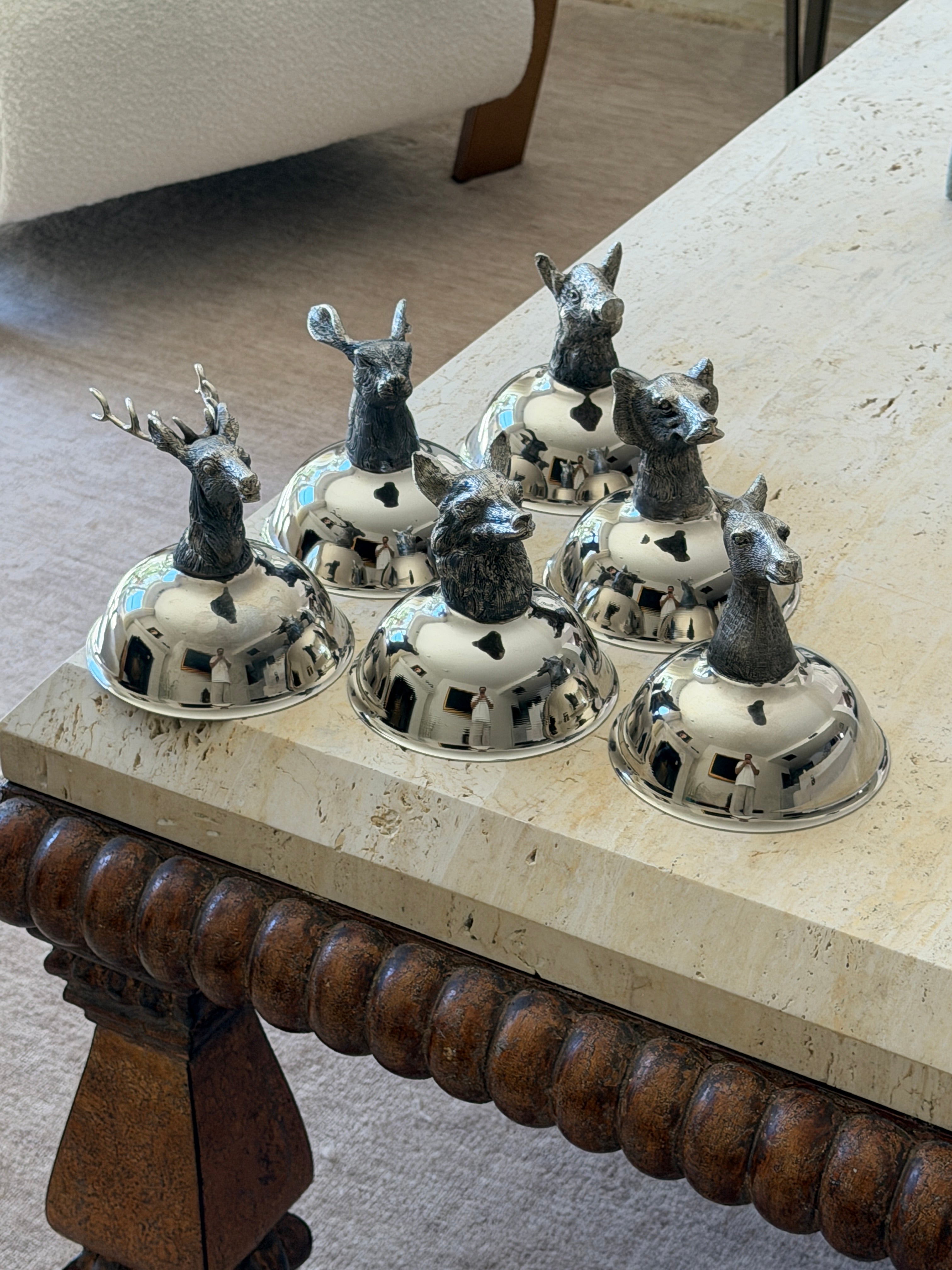 Italian Animal Head Stirrup Coupes - Set of 6