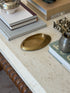 Vintage c.1960 Italian bronze oblong sculptural vide poche catchall dish styled on travertine console table from Collectors Gene