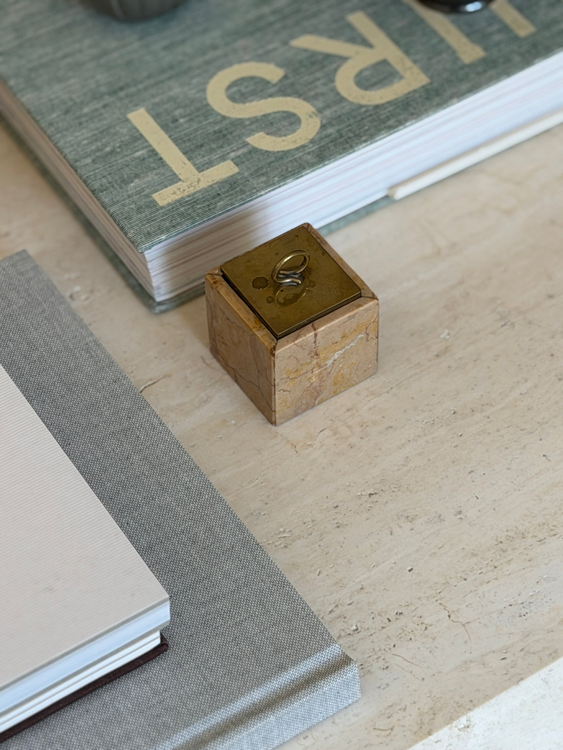 Italian Marble Brass Ashtray Box c.1960 | Collectors Gene