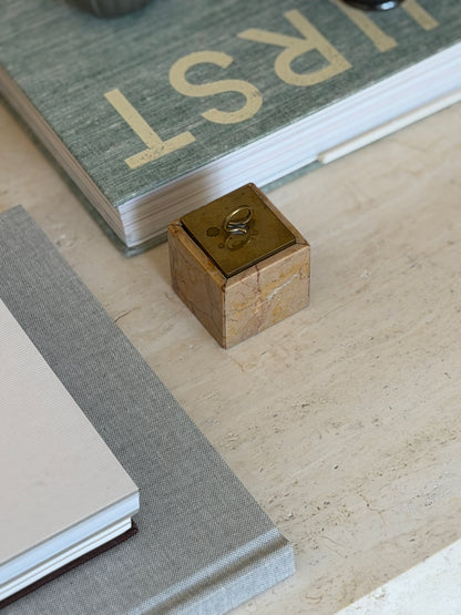 Italian Marble Brass Ashtray Box c.1960 | Collectors Gene