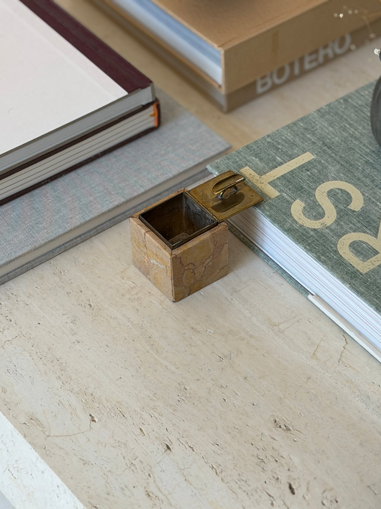 Italian Marble Brass Ashtray Box c.1960 | Collectors Gene