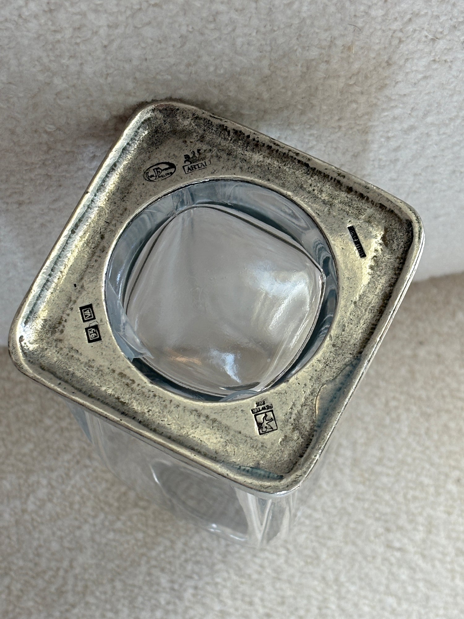 Italian Pewter &amp; Glass Decanter with Rams Head Stopper | Collectors Gene