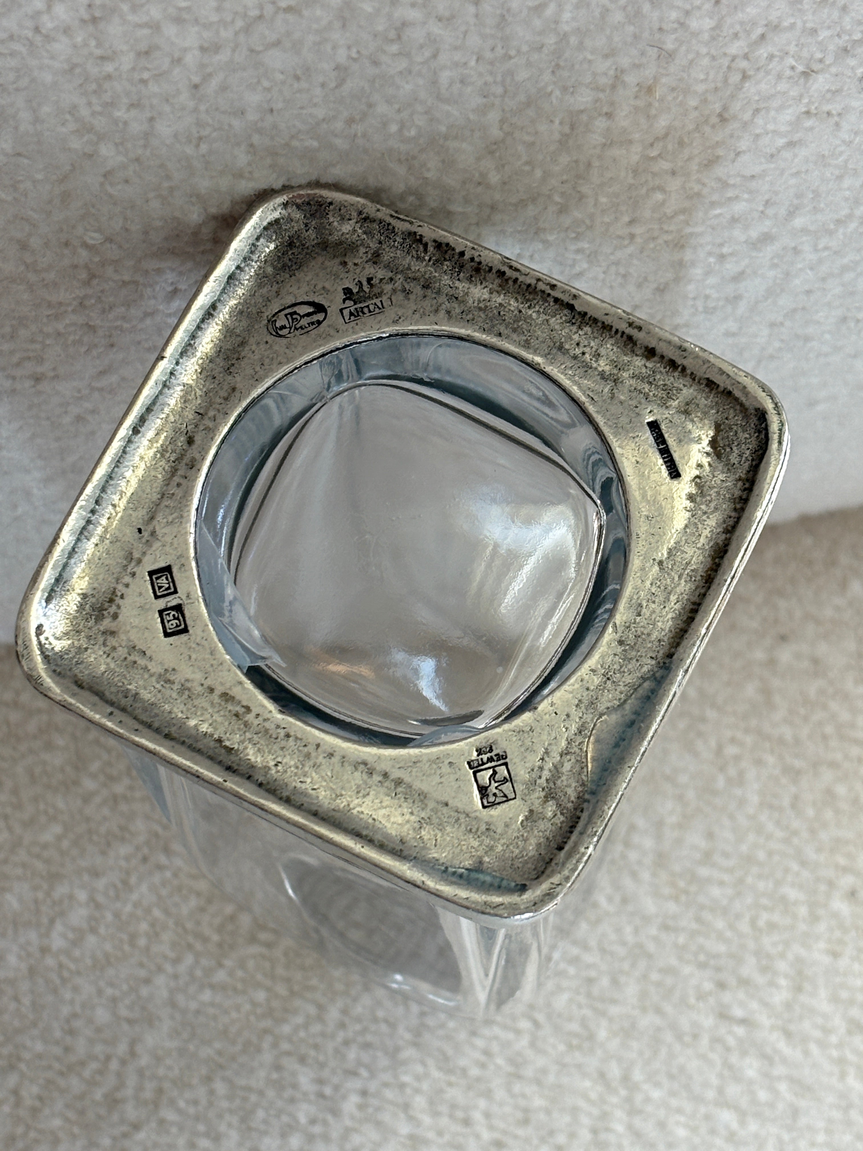 Italian Pewter &amp; Glass Decanter with Rams Head Stopper | Collectors Gene