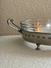 Italian Pewter Oval Footed Serving Dish with Glass Insert | Collectors Gene