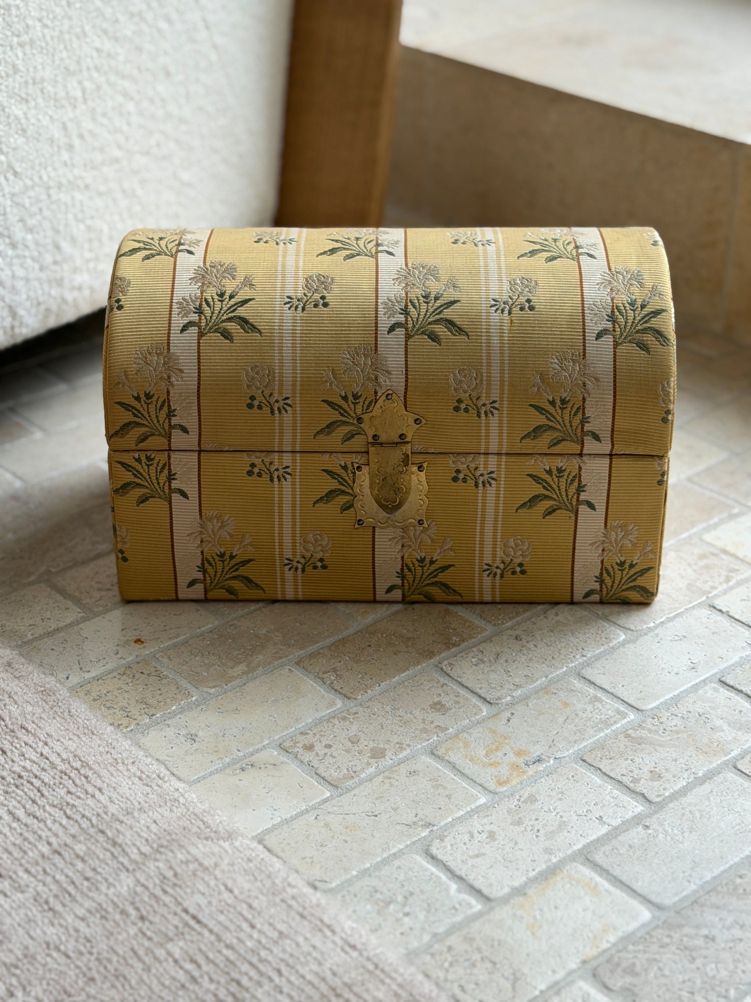 Italian Silk Brocade Domed Top Jewelry Box for Saks Fifth Avenue | Collectors Gene