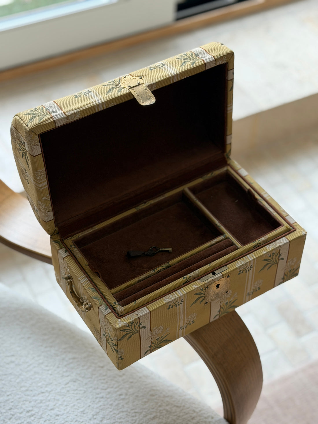 Italian Silk Brocade Domed Top Jewelry Box for Saks Fifth Avenue | Collectors Gene