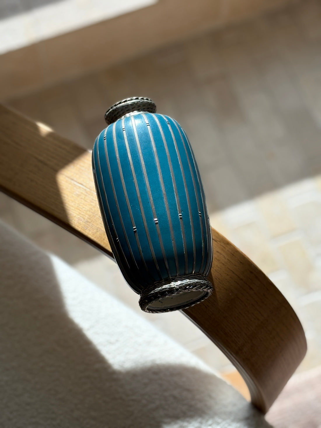 Japanese Ceramic Vase with Silver Basket Weave Overlay - Meiji Period 1