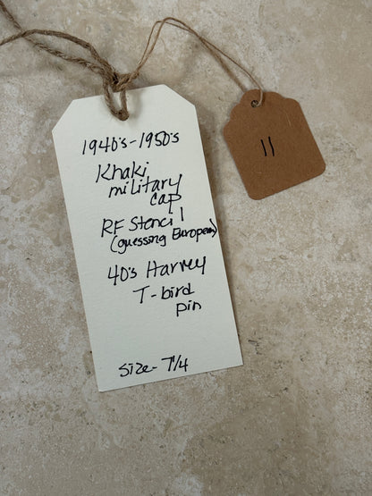 Khaki Military Hat with Thunderbird Pin | Doug Bihlmaier