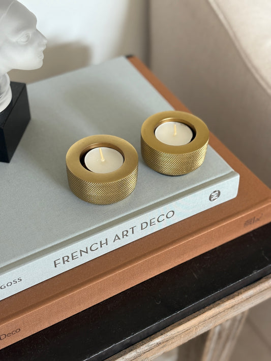 Knurled Brass Tea Light Candle Holders | Collectors Gene