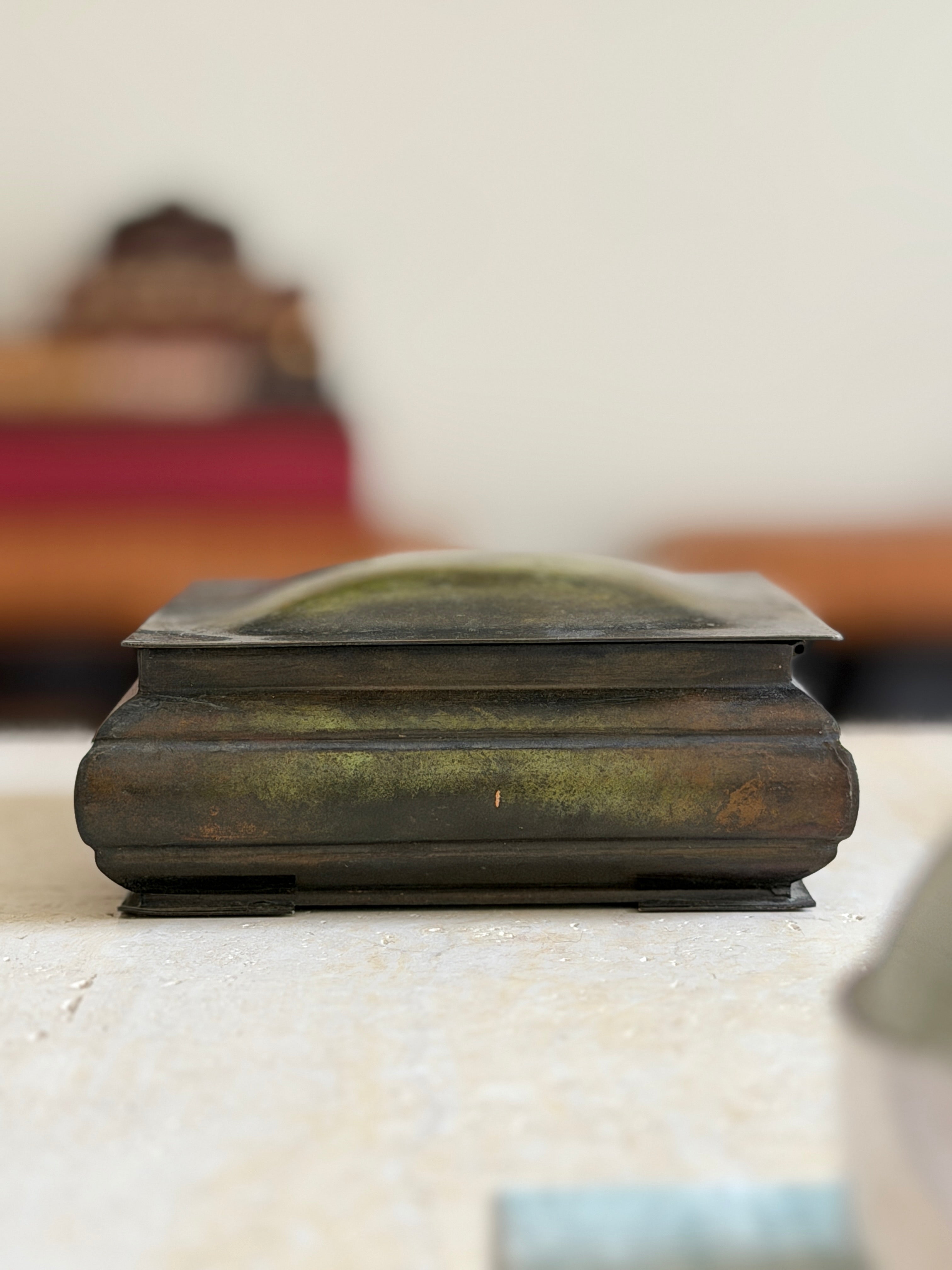 Large Danish Patinated Bronze Box with Wood Interior | Collectors Gene