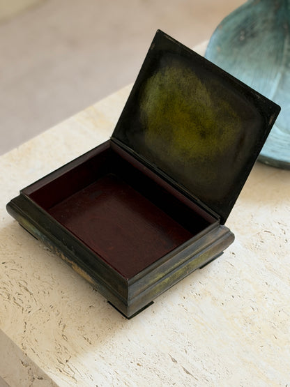 Large Danish Patinated Bronze Box with Wood Interior | Collectors Gene