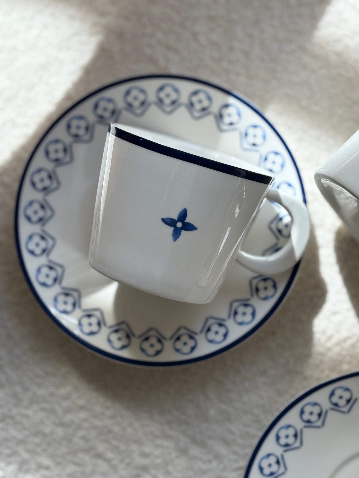 Louis Vuitton Porcelain Limoges Tea Set with Blue Monogram Detail
