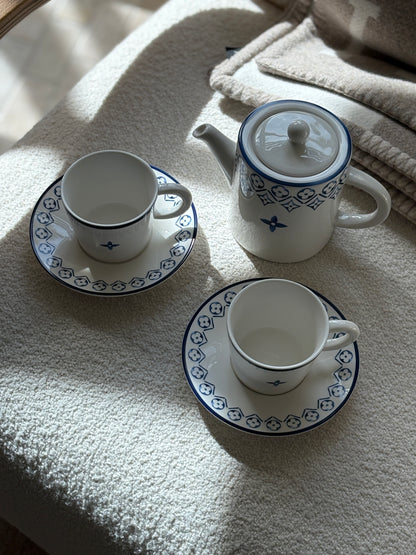 Louis Vuitton Porcelain Limoges Tea Set with Blue Monogram Detail