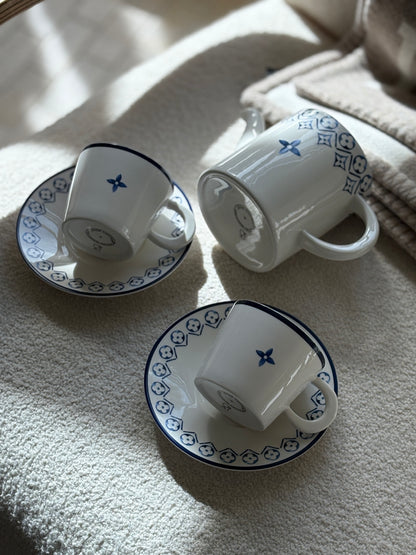 Louis Vuitton Porcelain Limoges Tea Set with Blue Monogram Detail