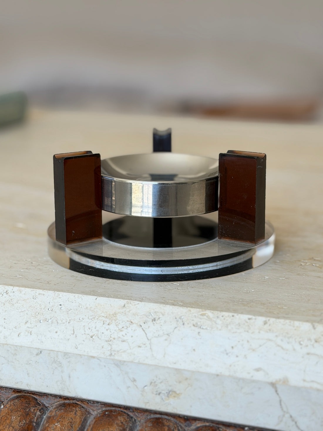 Magnetic Floating Ashtray in Clear Smoked Lucite | Collectors Gene