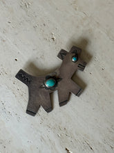 Native American Sterling Silver Dog Pin with Turquoise - c. 1930 | Collectors Gene