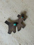 Native American Sterling Silver Dog Pin with Turquoise - c. 1930 | Collectors Gene