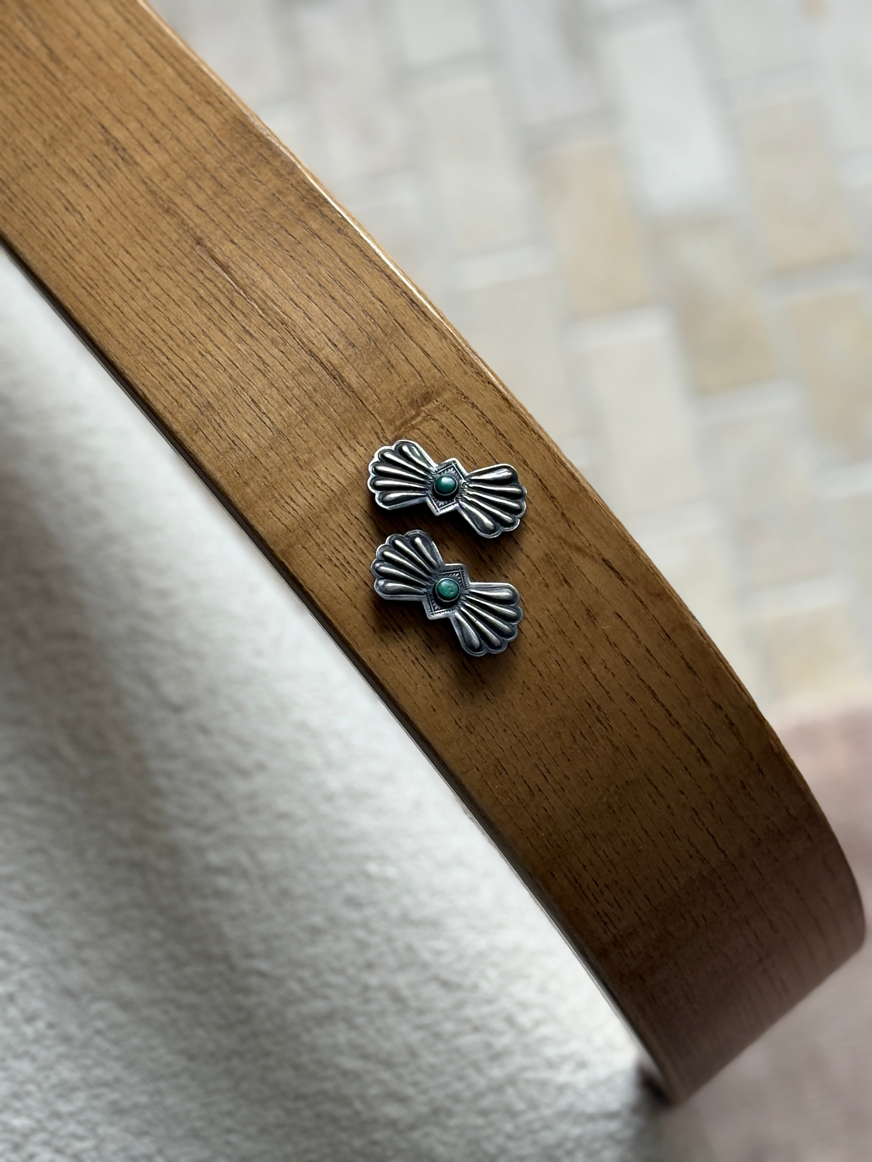 Navajo Pins with Round Turquoise Stone - Pair | Collectors Gene