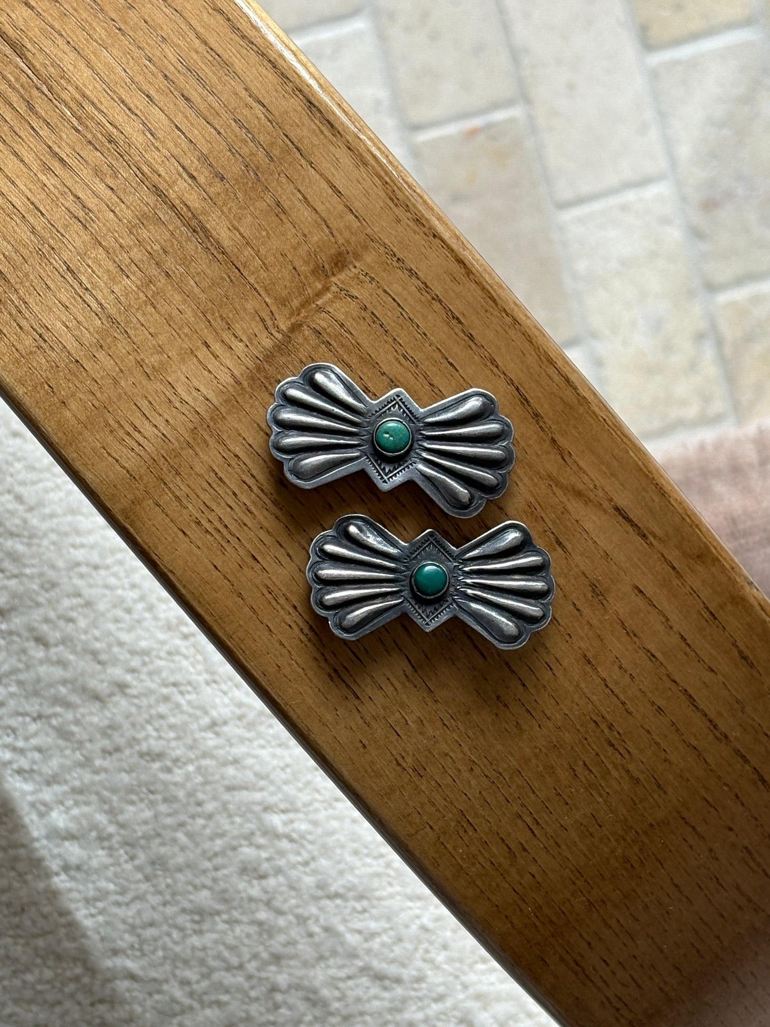 Navajo Pins with Round Turquoise Stone - Pair | Collectors Gene