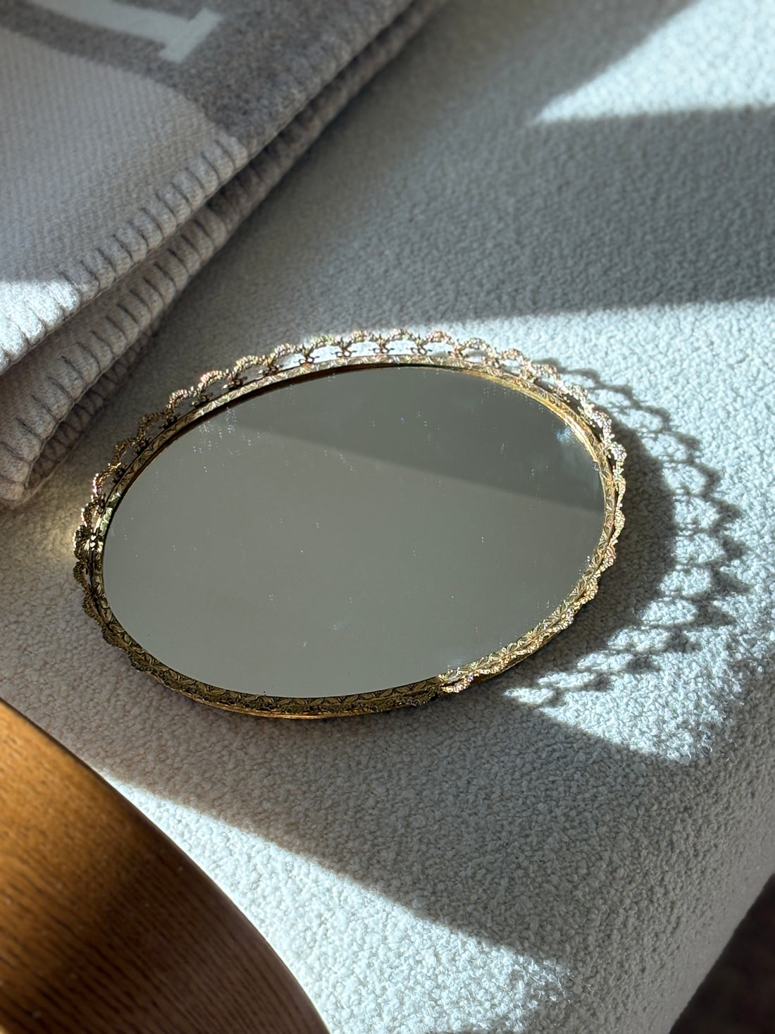 Ornate Gilt Oval Mirror Tray | Collectors Gene