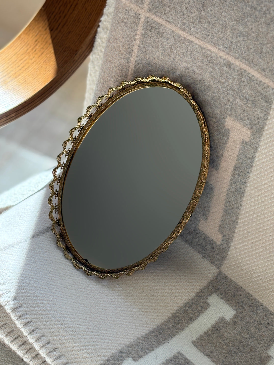 Ornate Gilt Oval Mirror Tray | Collectors Gene