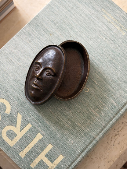 Oval Face Lidded Box in Bronze by Nelles Studio - C. 1998 | Collectors Gene