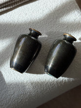 Pair of Antique Japanese Cloisonne Vases with Black Mirror Enamel Fish Scale Motif Meiji Period