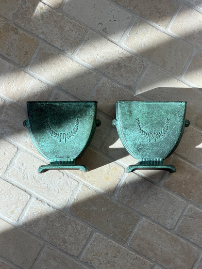 Pair of C.G. Hallberg Swedish Modern Bronze Urn Vases c.1940 | Collectors Gene