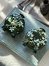 Pair of Vintage English Green Porcelain Moon Flask Vases with Raised Floral Relief | Collectors Gene