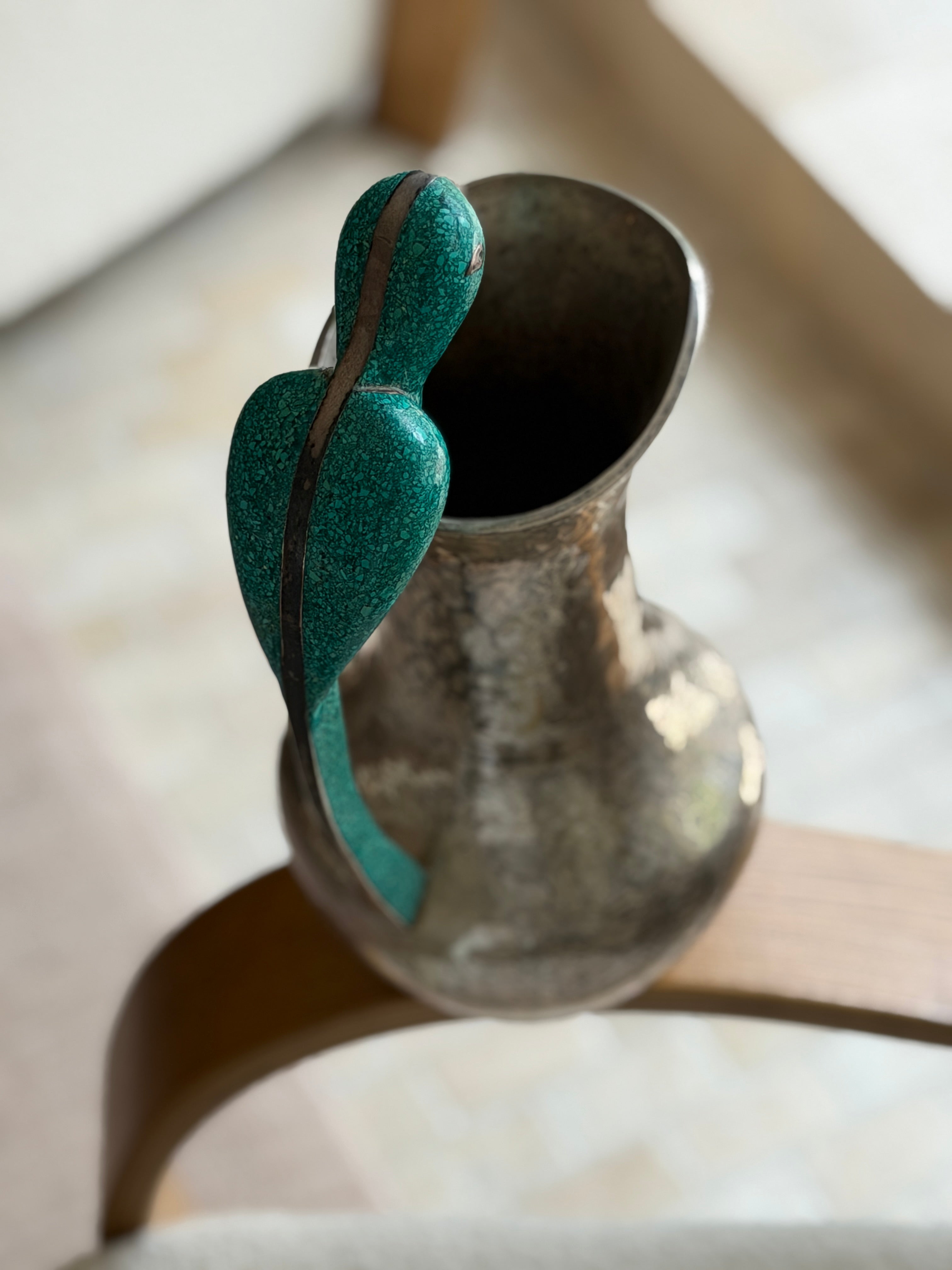 Parrot Pitcher in Hammered Silver - Made in Mexico - Los Castillo Style | Collectors Gene