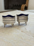 Pierced Silver-Plated Salt Cellar Pair with Cobalt Liners | Collectors Gene Vintage Shop