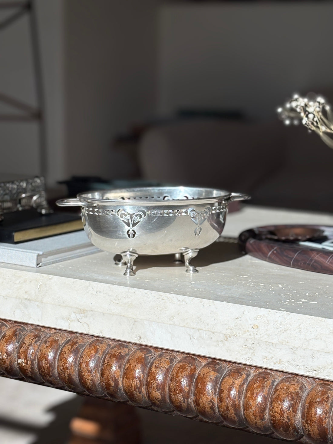 Pierced Silver Plated Footed Bowl by Walker &amp; Hall – Sheffield, England | Collectors Gene