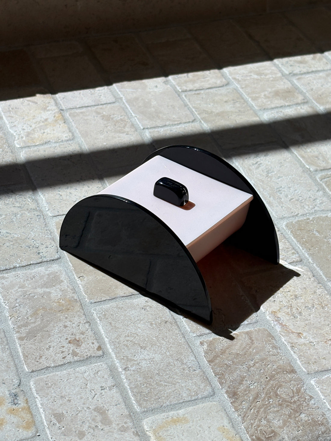 Pink &amp; Black Lucite Postmodern Trinket Box - c. 1980