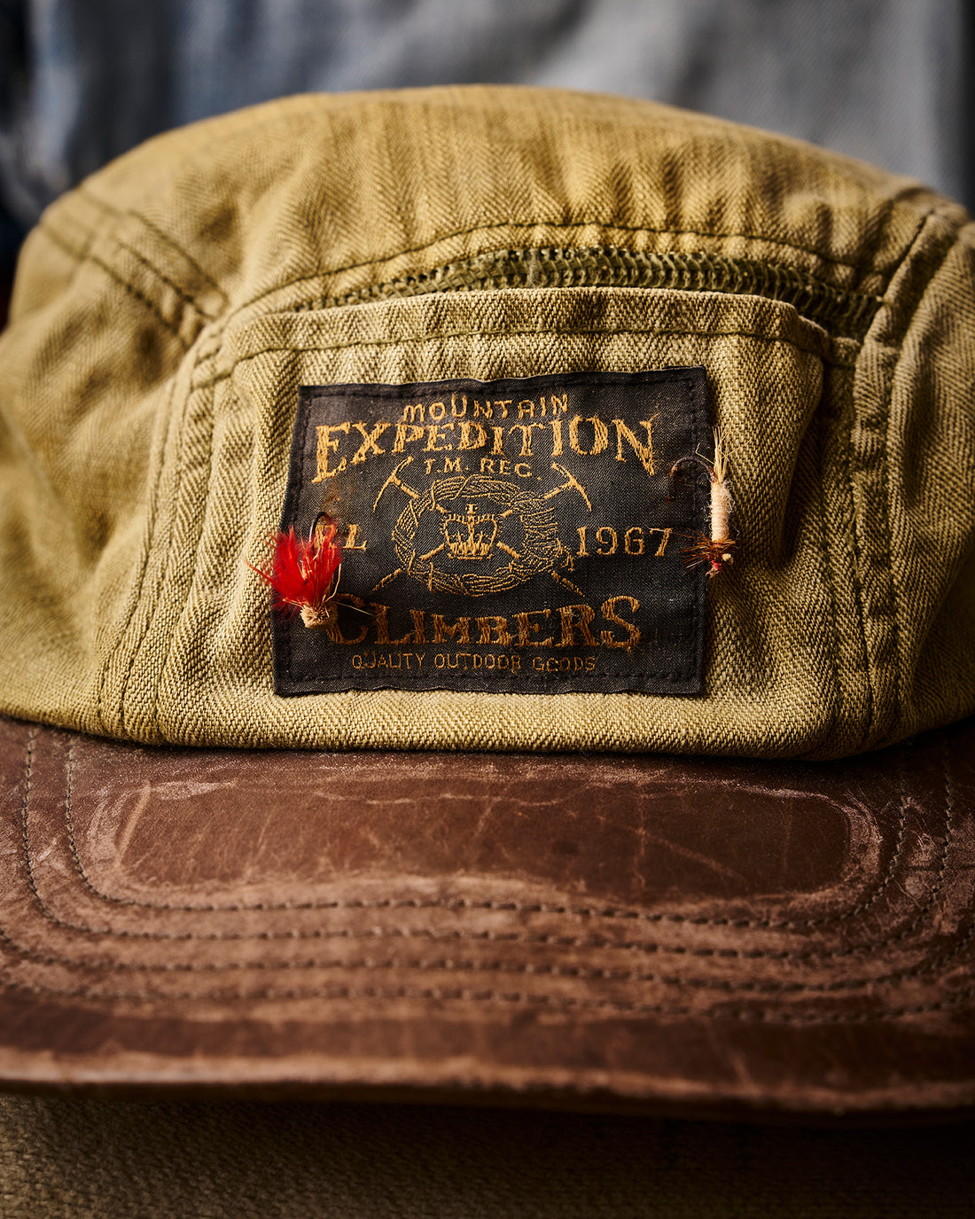 Polo Ralph Lauren Herringbone Twill Fishing Cap with Leather Bill with Fishing Flys | Doug Bihlmaier