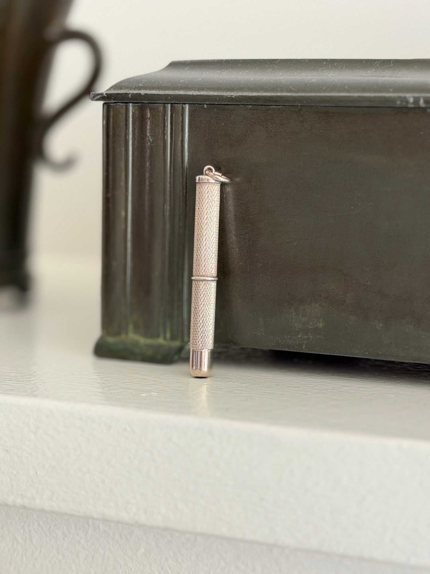 Propelling Cigar Piercer in Engine Turned Sterling Silver by William Manton Birmingham 1985 | Collectors Gene