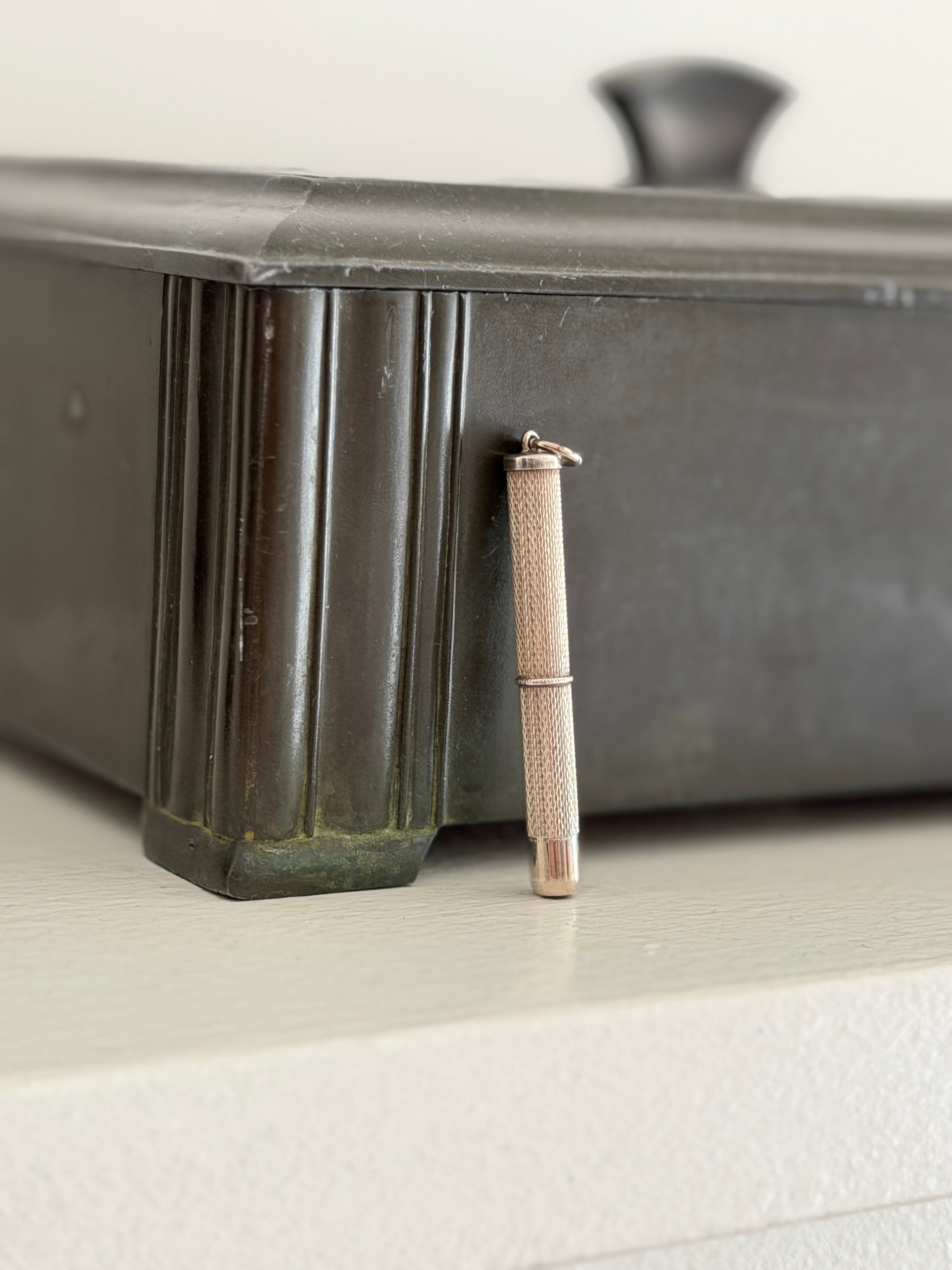 Propelling Cigar Piercer in Engine Turned Sterling Silver by William Manton Birmingham 1985 | Collectors Gene