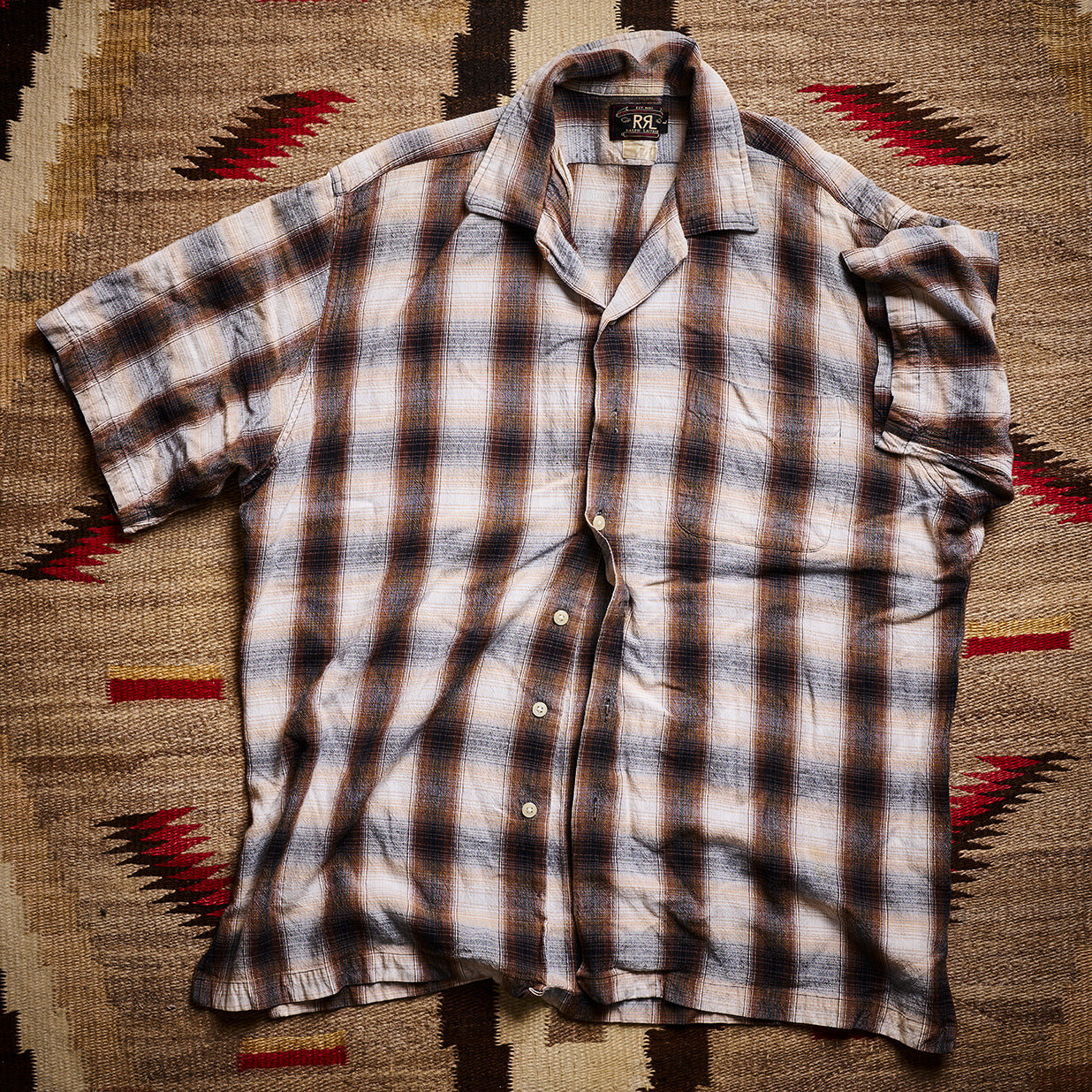RRL Ralph Lauren Brown Short Sleeve Plaid Shirt | Doug Bihlmaier