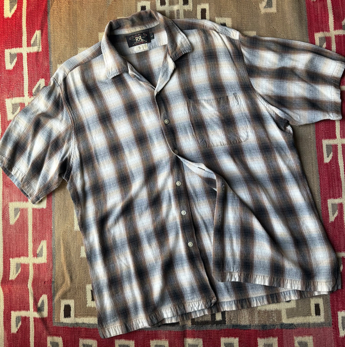 RRL Brown Short Sleeve Plaid Shirt | Doug Bihlmaier