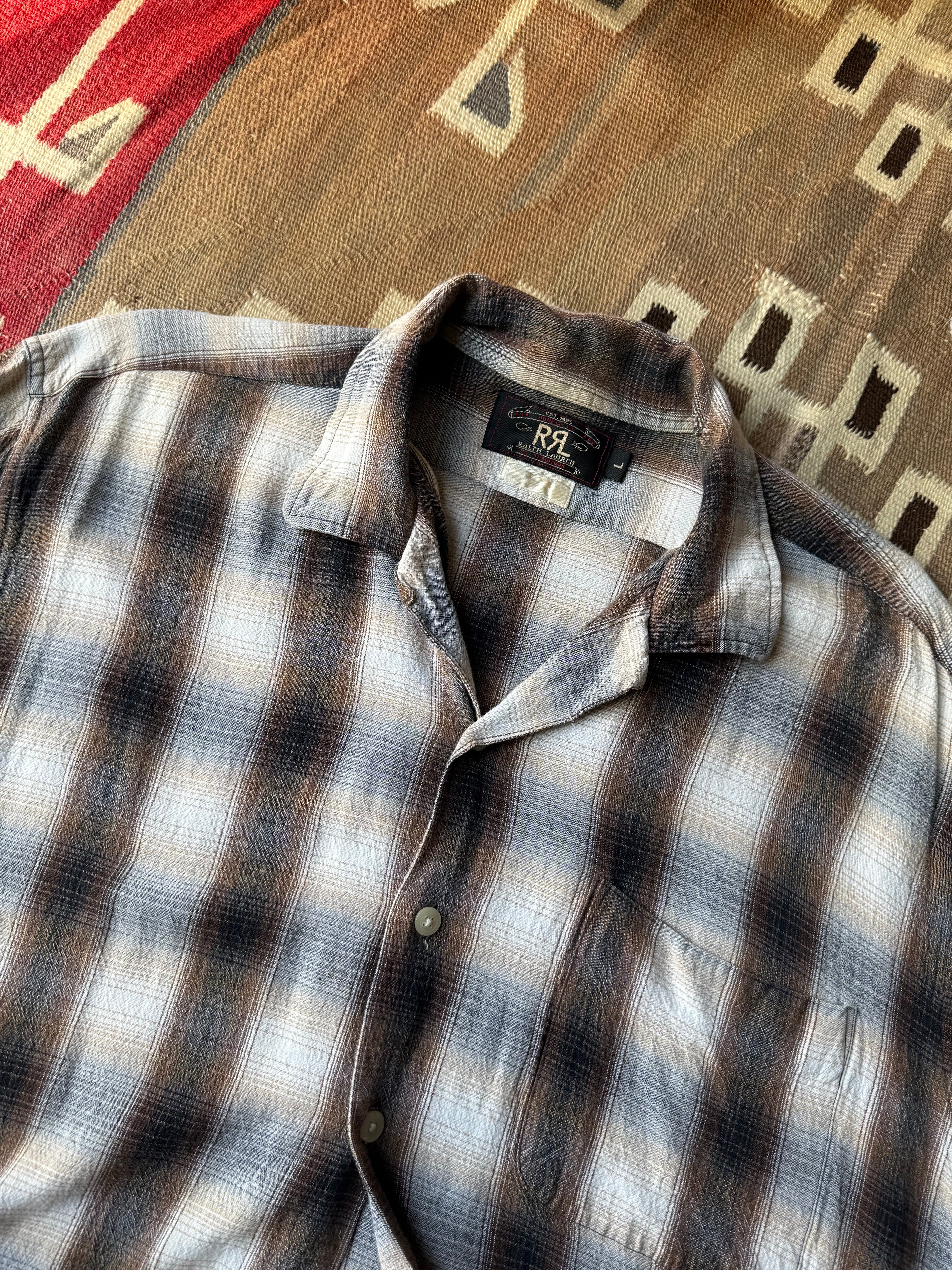 RRL Brown Short Sleeve Plaid Shirt | Doug Bihlmaier