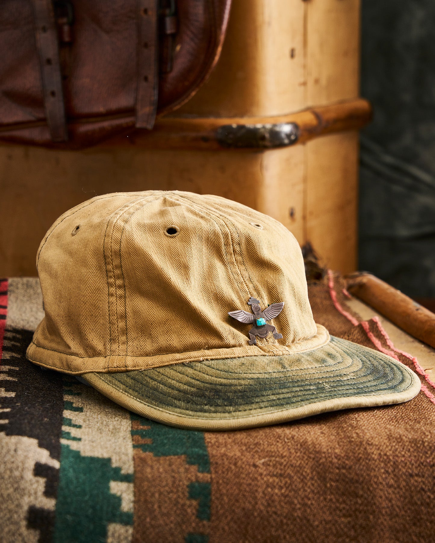 RRL Ralph Lauren Blank Hat with Winged Dancer Pin | Doug Bihlmaier