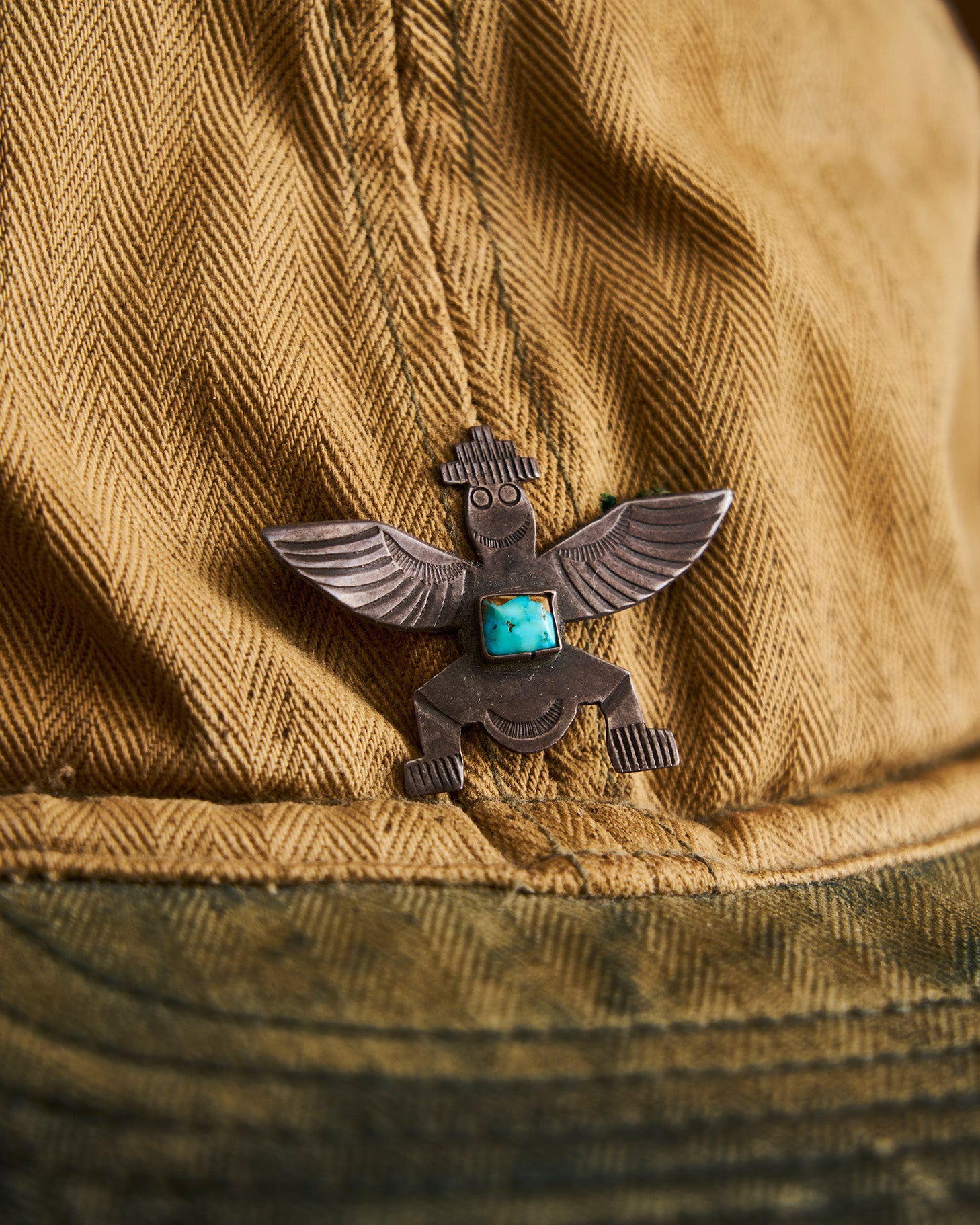 RRL Ralph Lauren Blank Hat with Winged Dancer Pin | Doug Bihlmaier