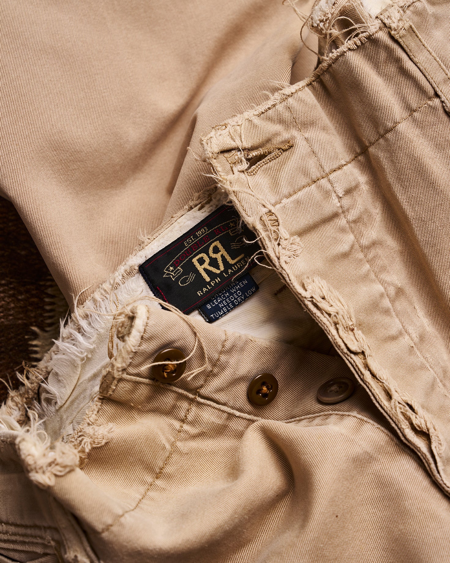RRL Ralph Lauren Blue Patchwork Khakis | Doug Bihlmaier