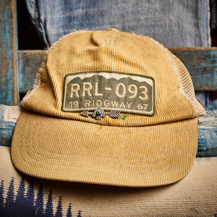 RRL Ralph Lauren Corduroy Cap with Thunderbird and Arrow Pin | Doug Bihlmaier