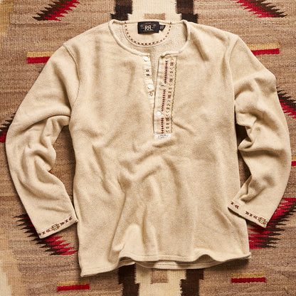 RRL Ralph Lauren Embroidered Stitch Henley | Doug Bihlmaier