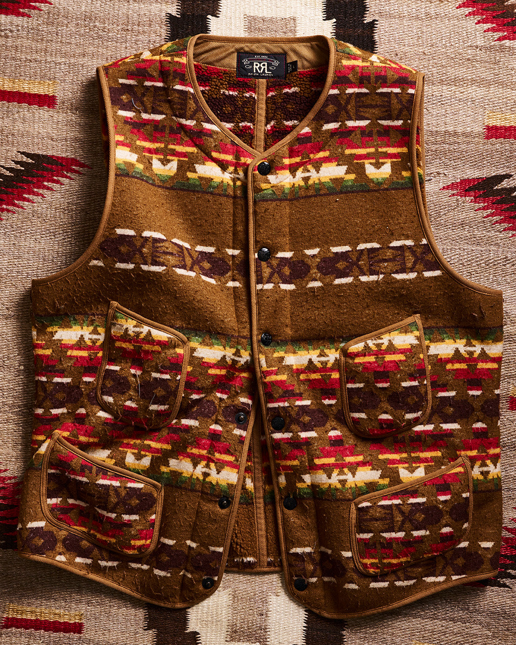 RRL Ralph Lauren Fleece Trade Blanket Native Vest | Doug Bihlmaier