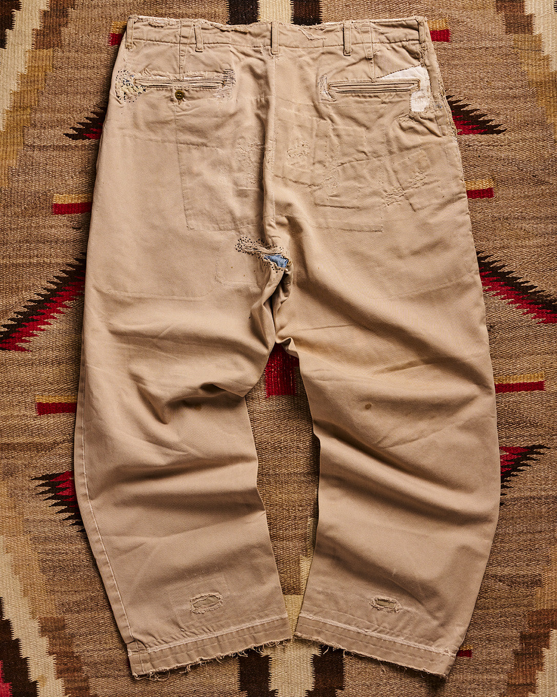 RRL Ralph Lauren Khaki Red Patchwork Pants | Doug Bihlmaier