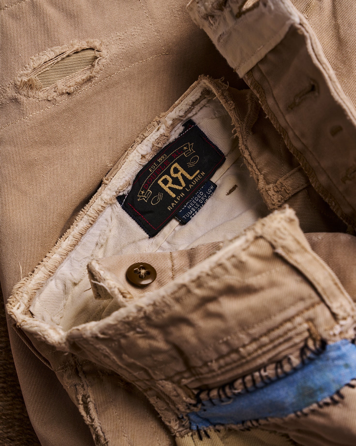 RRL Ralph Lauren Khaki Red Patchwork Pants | Doug Bihlmaier