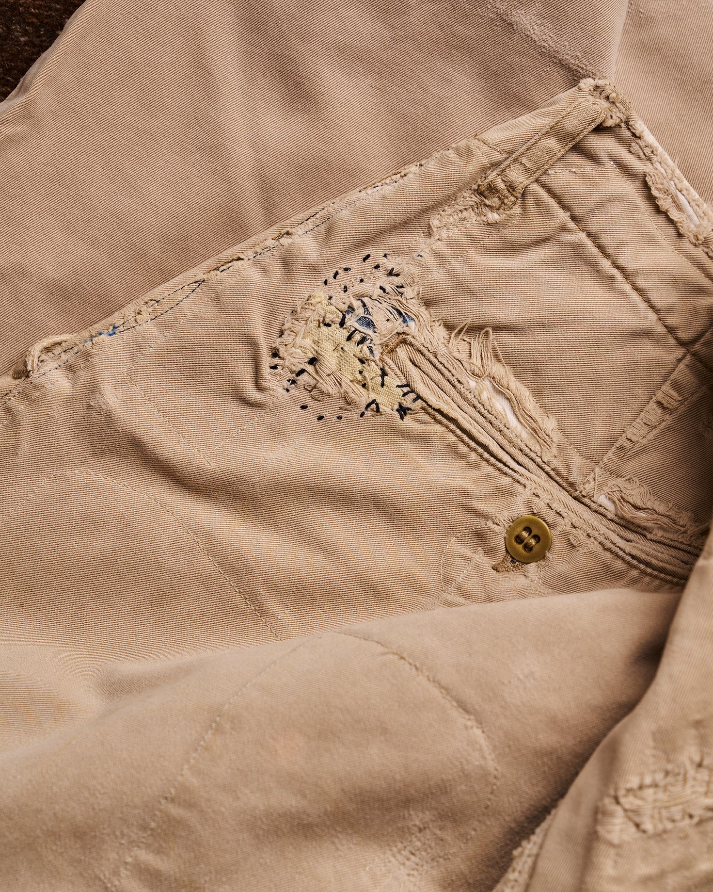 RRL Ralph Lauren Khaki Red Patchwork Pants | Doug Bihlmaier